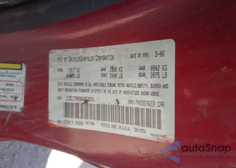 2006 Chrysler Sebring Gtc из США, поврежденный, VIN 1C3EL75R96N257879